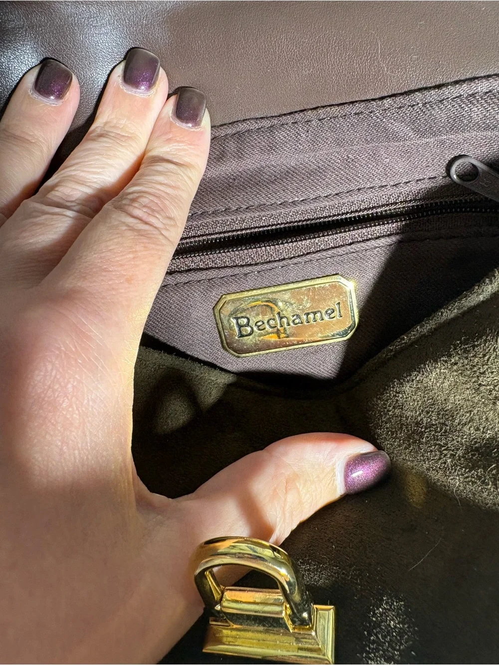 Bechamel Brown Suede Crossbody Bag -